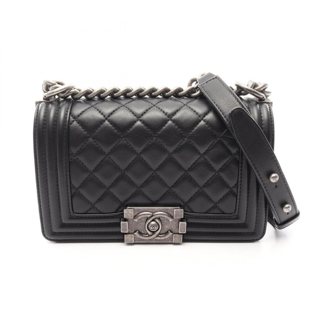 Chanel Boy Small Shoulder Bag/Handbag, Lambskin Leather, Women's, Black